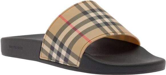 Burberry Beige Sandalen met Verhoogde Letters Beige Heren