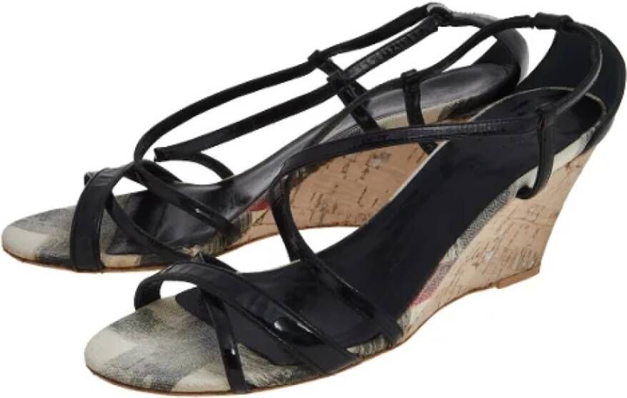 Burberry Vintage Pre-owned Leather sandals Black Dames