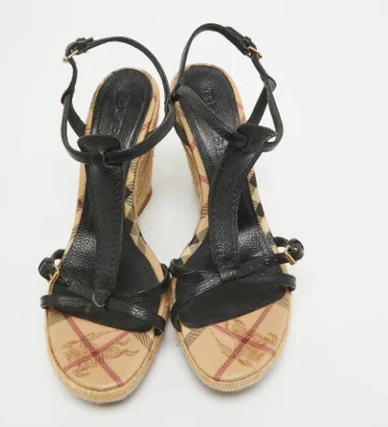 Burberry Vintage Pre-owned Leather sandals Black Dames