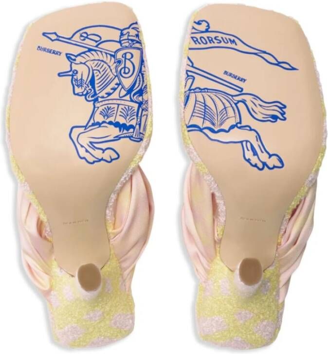 Burberry Witte Leren Sandalen met Check Print Pink Dames