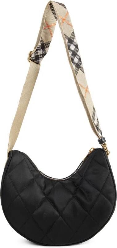 Burberry Zwarte Gewatteerde Horseshoe Crossbody Tas