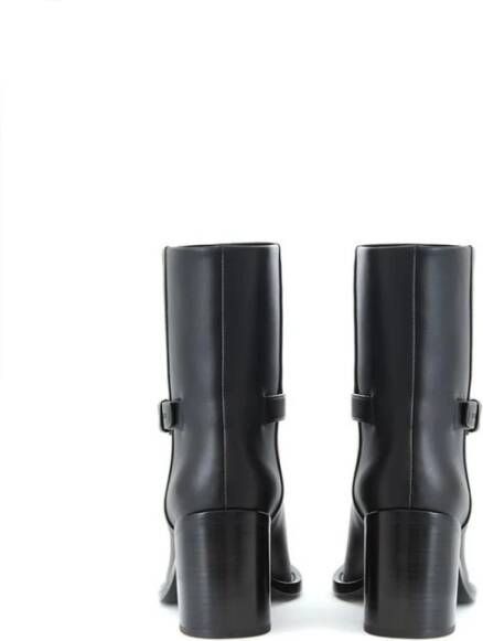 Burberry Zwarte Leren MidCalf Gesp Laarzen