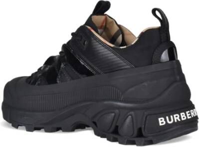 Burberry Zwarte leren nylon sneakers Black Heren