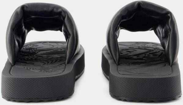 Burberry Zwarte Leren Slab Sandalen Black Dames