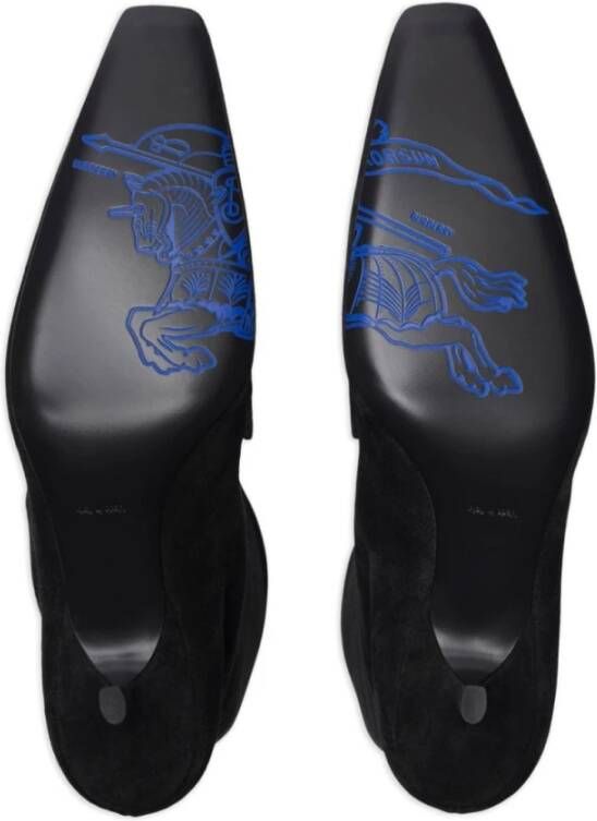 Burberry Zwarte Suede Hoge Laarzen met Kwastje