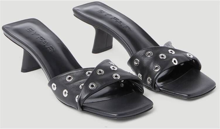 By FAR Hoge Hak Eyelet Mule Zwart Dames