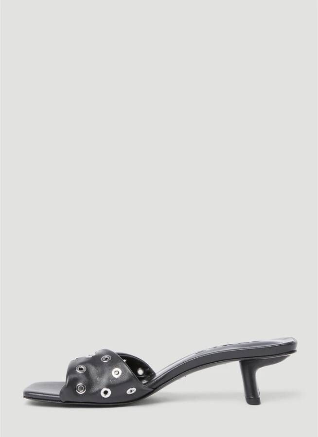 By FAR Hoge Hak Eyelet Mule Zwart Dames