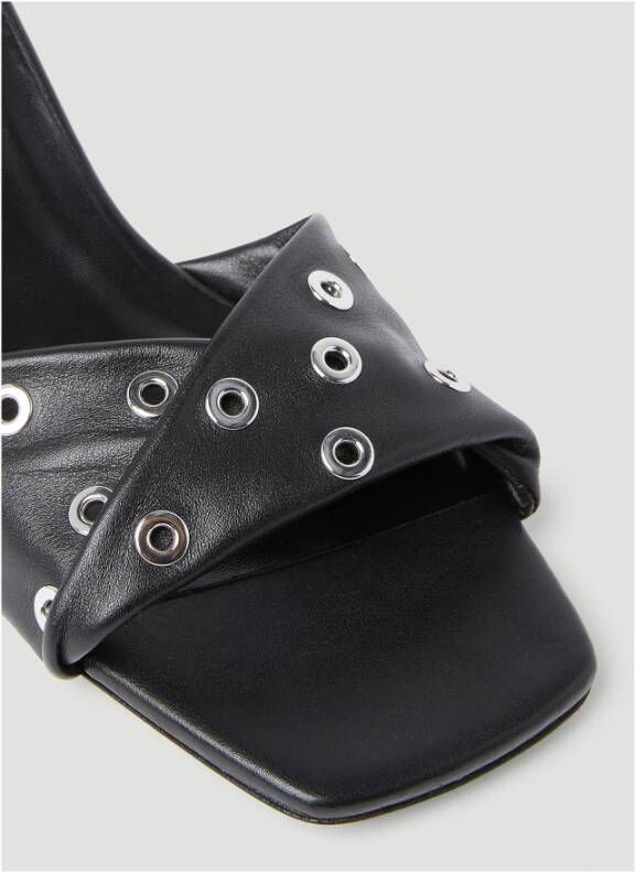 By FAR Hoge Hak Eyelet Mule Zwart Dames