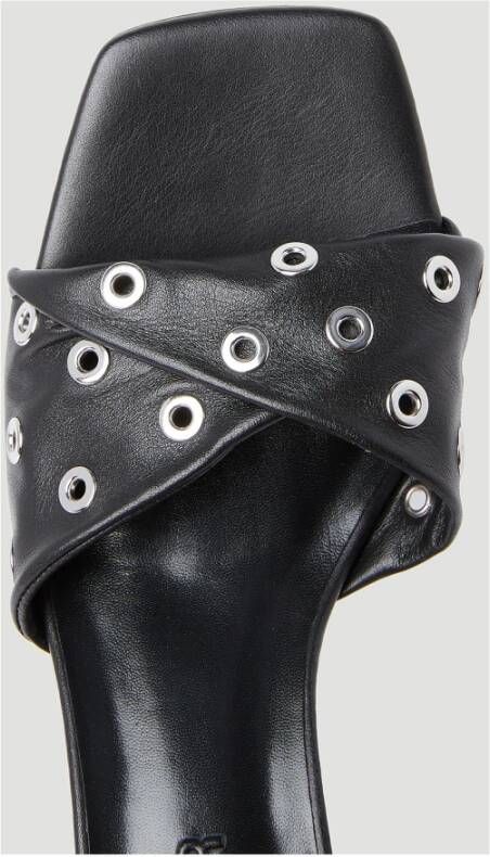 By FAR Hoge Hak Eyelet Mule Zwart Dames