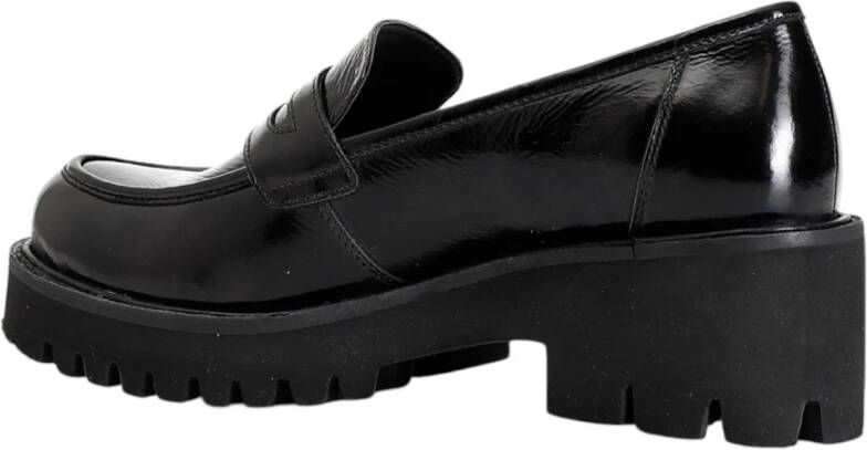 CafèNoir Leren Loafers Black Dames