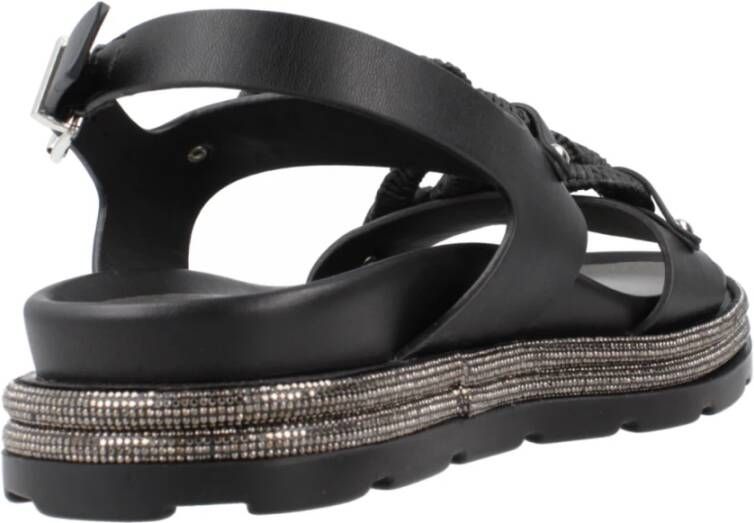 CafèNoir Stijlvolle platte sandalen met dubbel C Black Dames