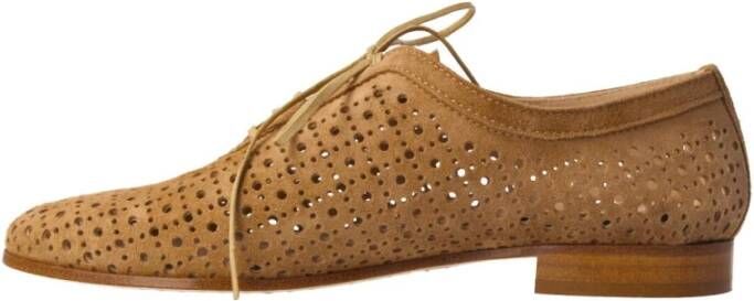 Calce Beige Suède Veterschoen voor Dames