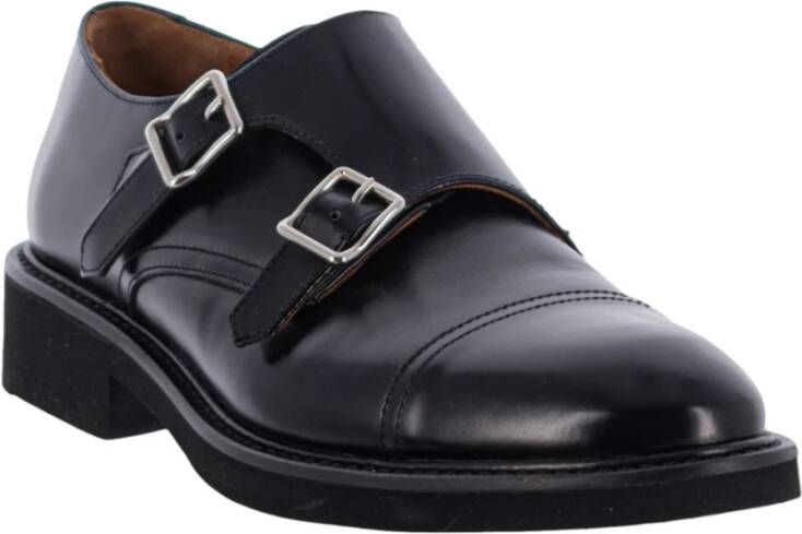 Calce Zwarte leren dubbele gesp loafer Black Heren