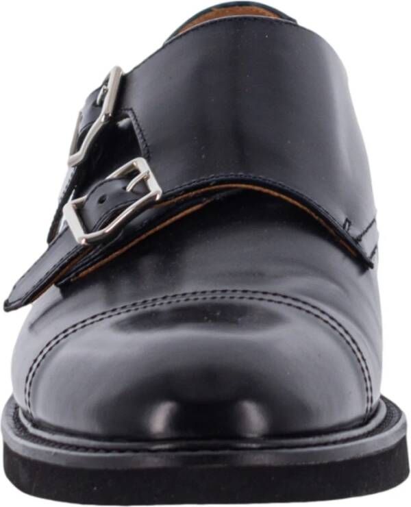 Calce Zwarte leren dubbele gesp loafer Black Heren