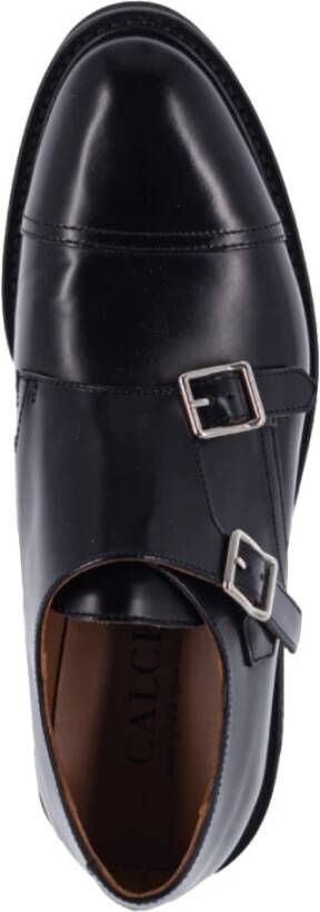 Calce Zwarte leren dubbele gesp loafer Black Heren
