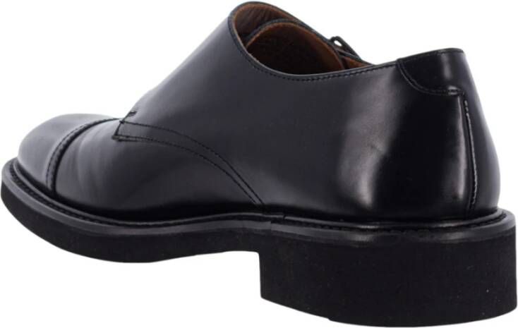Calce Zwarte leren dubbele gesp loafer Black Heren