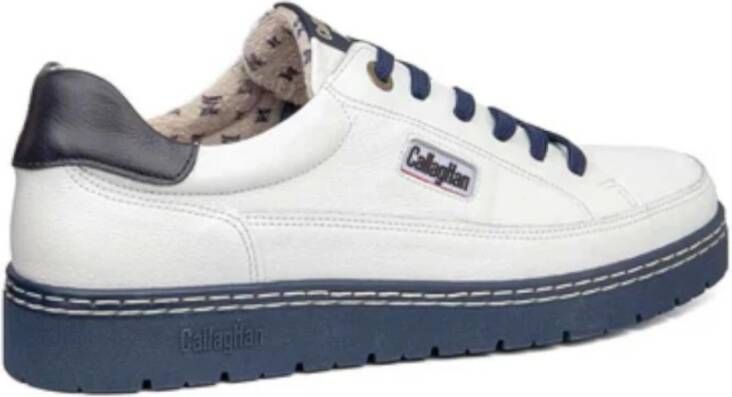 Callaghan Witte leren sneakers met blauwe hiel