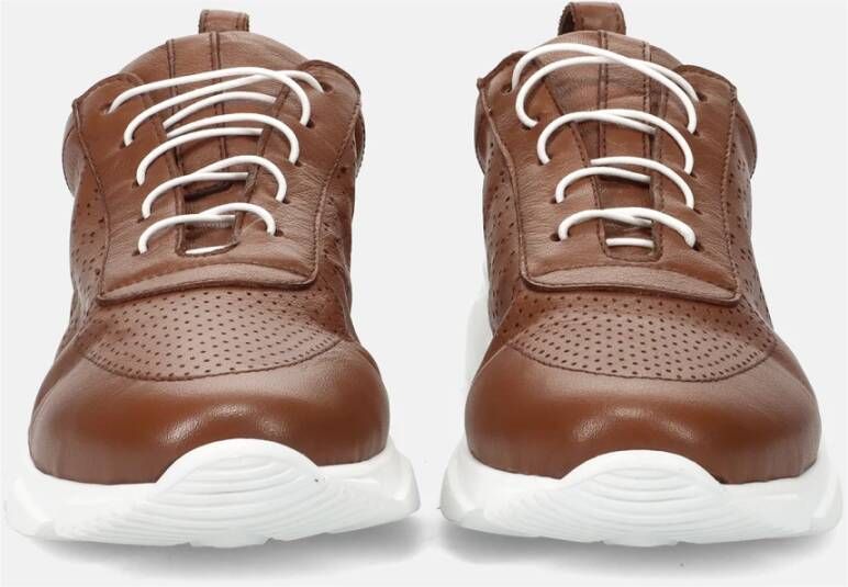 Calpierre Handgemaakte Leren Bruine Sneakers Brown Dames