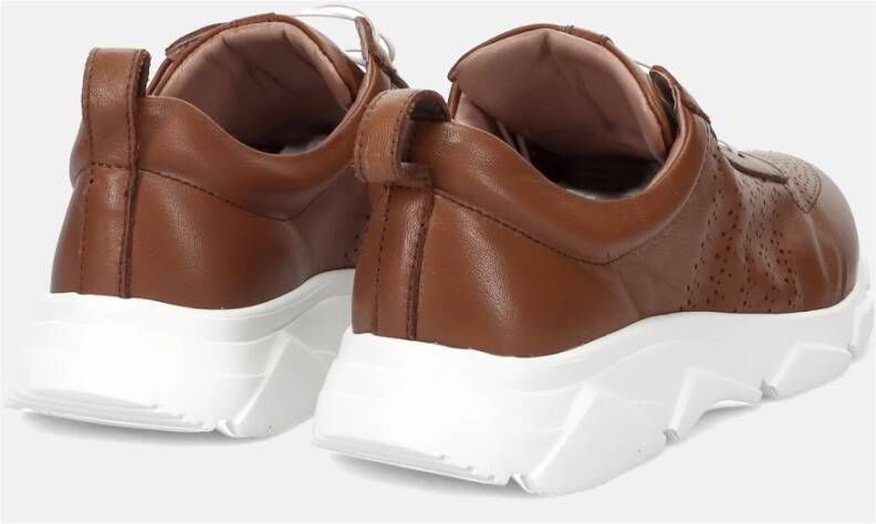 Calpierre Handgemaakte Leren Bruine Sneakers Brown Dames