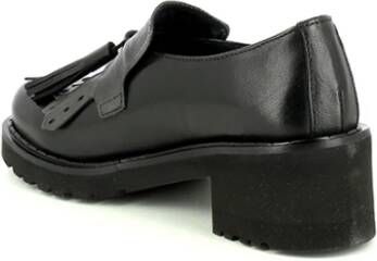 Calpierre Zwarte leren mocassin met franjes