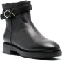 Calvin Klein Zwarte Leren Enkellaarzen met Rubberen Zool Black Dames - Thumbnail 12