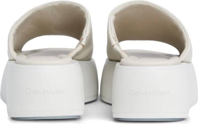Calvin Klein Beige Flatform Slide Slippers Beige Dames