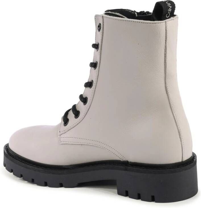 Calvin Klein Beige LaceUp Combat Boots
