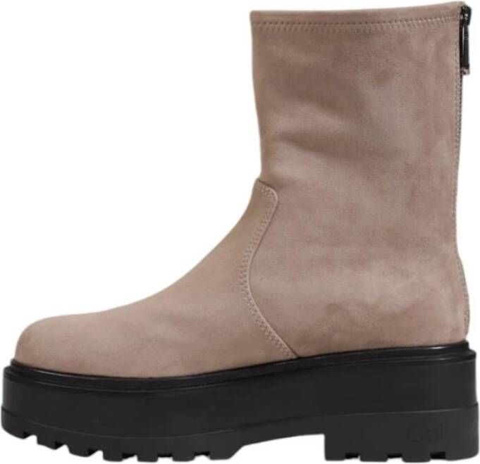 Calvin Klein Beige Platform Enkellaarzen