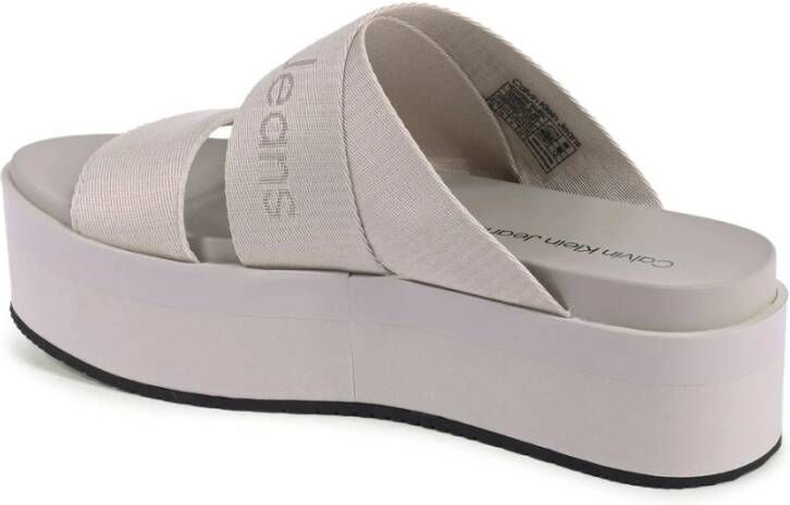 Calvin Klein Beige Stoffen Band Platform Sandalen