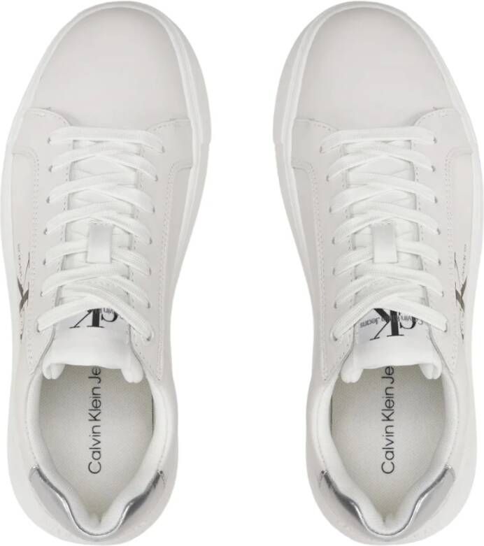 Calvin Klein Bright White Silver Chunky Sneakers White Dames