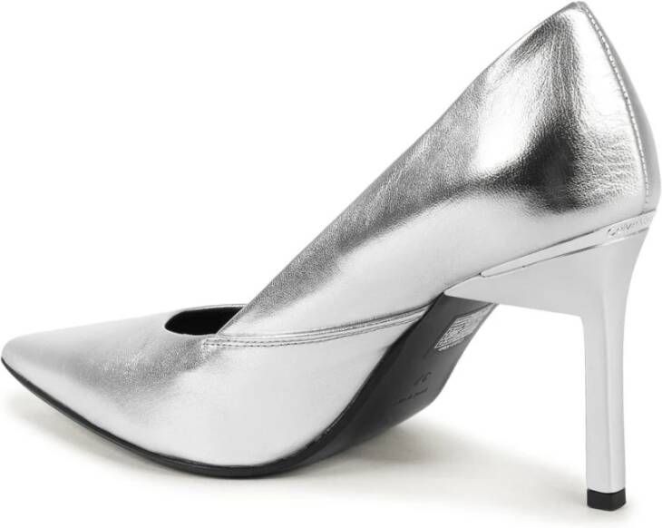 Calvin Klein Elegante Grijze Leren Hoge Hakken