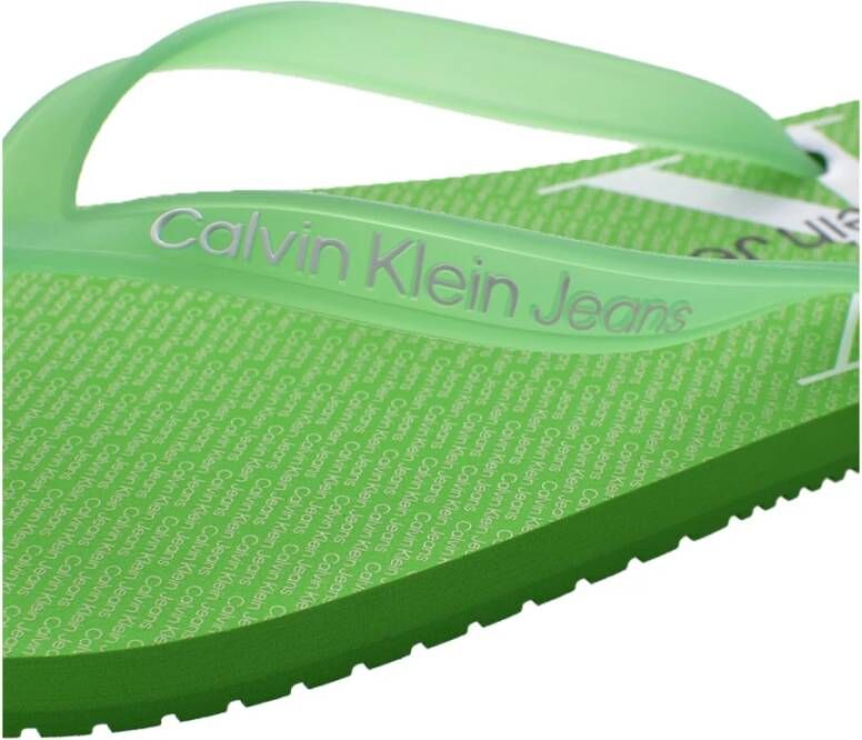 Calvin Klein Gedrukt Logo Platte Schoenen Green Heren