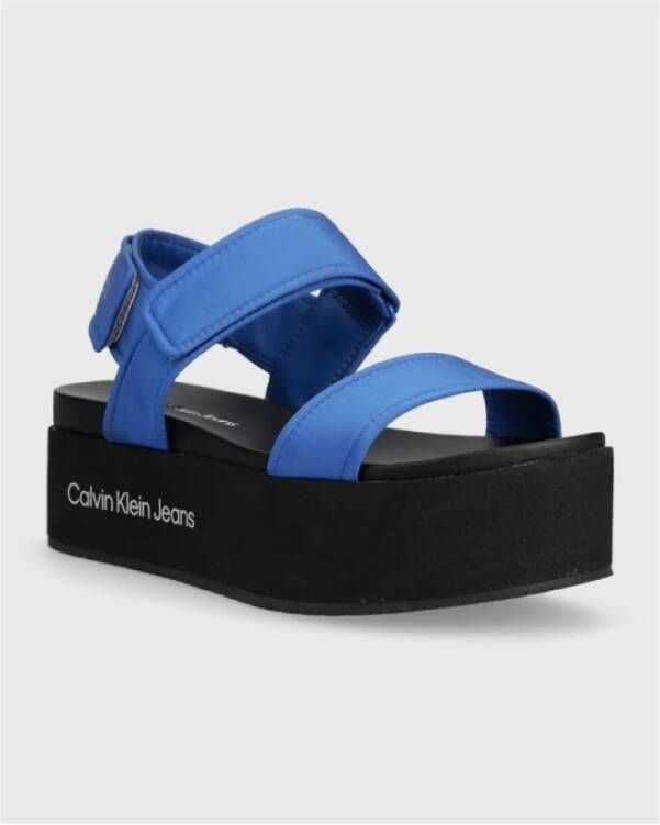 Calvin Klein Gerecyclede Polyester Sandalen Blue Dames