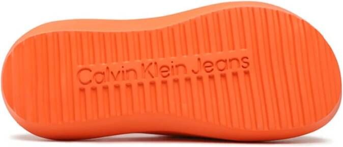 Calvin Klein Gerecyclede Polyester Slippers Orange Heren