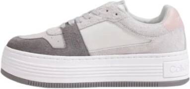 Calvin Klein Grijze Leren LowTop Platform Sneakers