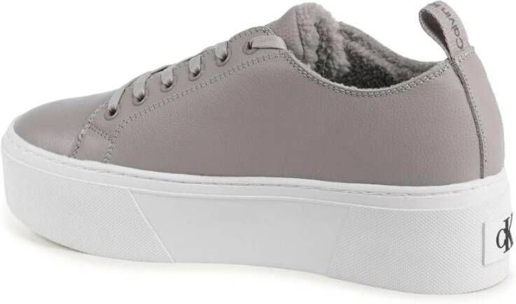 Calvin Klein Grijze Leren Veterschoenen