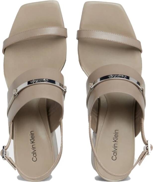 Calvin Klein Grijze Platte Sandaal voor Vrouwen Gray Dames