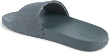 Calvin Klein Groene Monogram Slide Sandaal Comfortabel