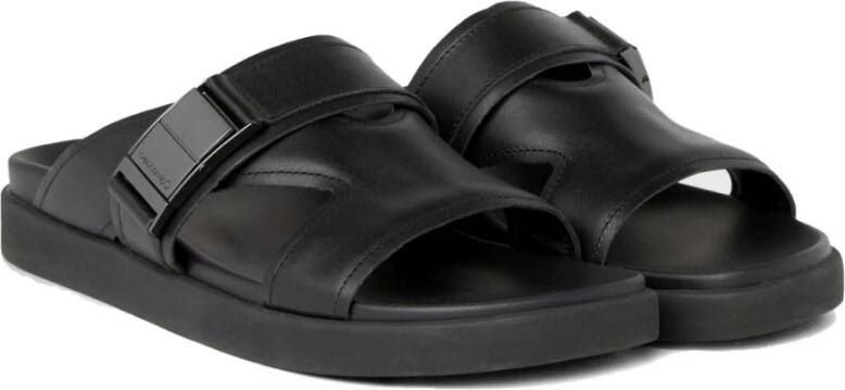 Calvin Klein Iconische Zwarte Plaque Pantoffels Black Heren