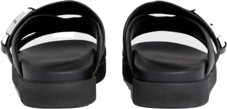 Calvin Klein Iconische Zwarte Plaque Pantoffels Black Heren