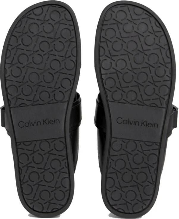 Calvin Klein Iconische Zwarte Plaque Pantoffels Black Heren
