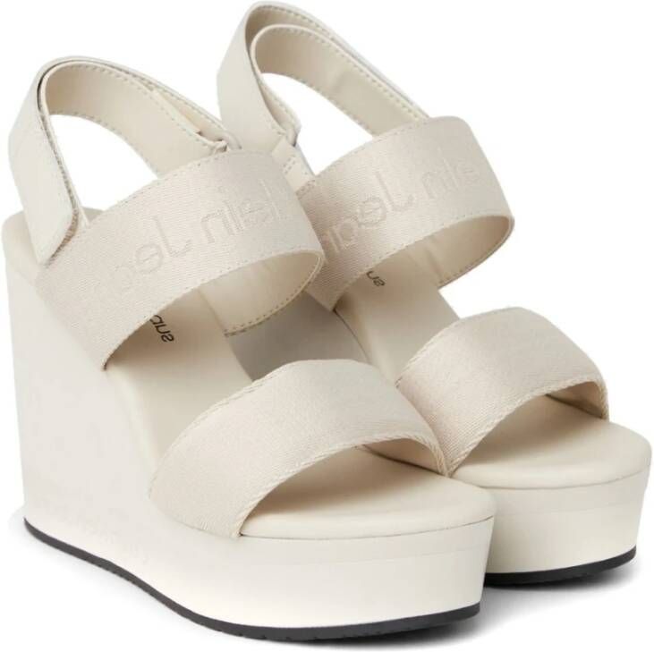Calvin Klein Jeans Beige Platte Wig Sandaal Webbing Beige Dames
