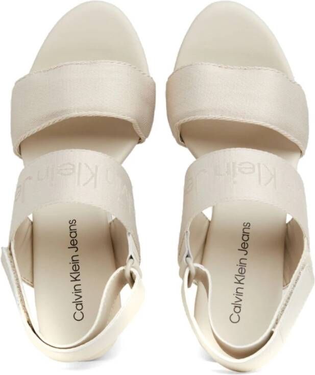 Calvin Klein Jeans Beige Platte Wig Sandaal Webbing Beige Dames