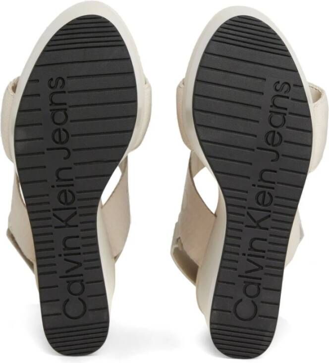 Calvin Klein Jeans Beige Platte Wig Sandaal Webbing Beige Dames