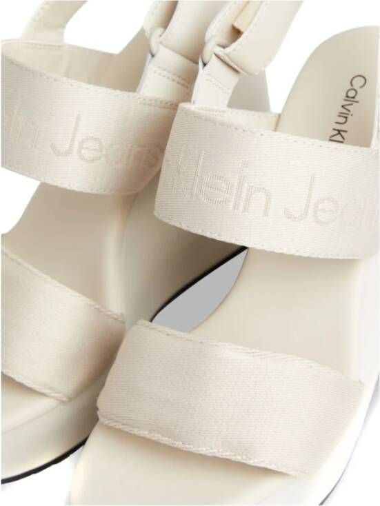 Calvin Klein Jeans Beige Platte Wig Sandaal Webbing Beige Dames