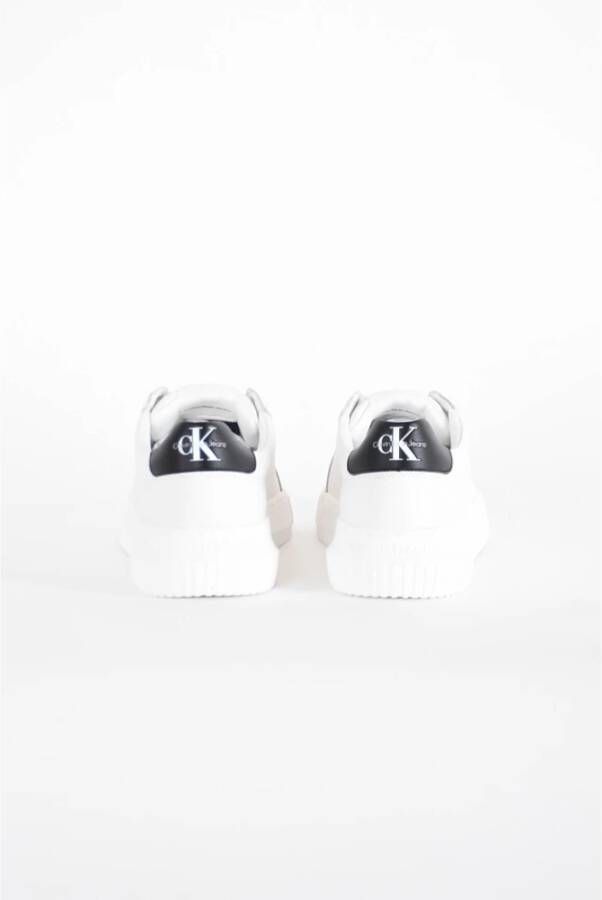 Calvin Klein Jeans Chunky Leren Sneakers met Rubberen Zool Wit Heren