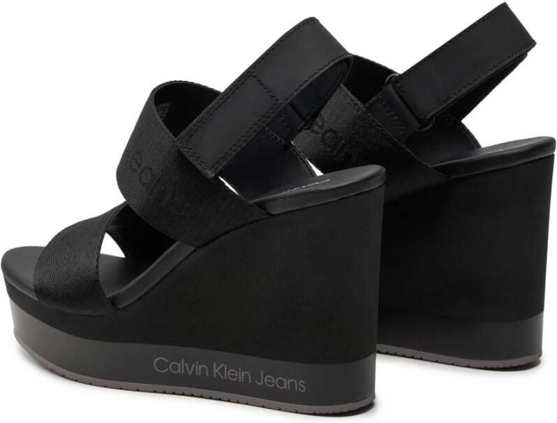 Calvin Klein Jeans Dames Wedge Webbing Sandalen Black Dames