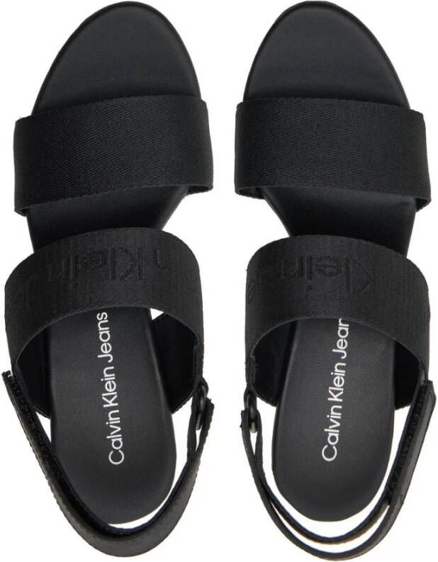 Calvin Klein Jeans Dames Wedge Webbing Sandalen Black Dames