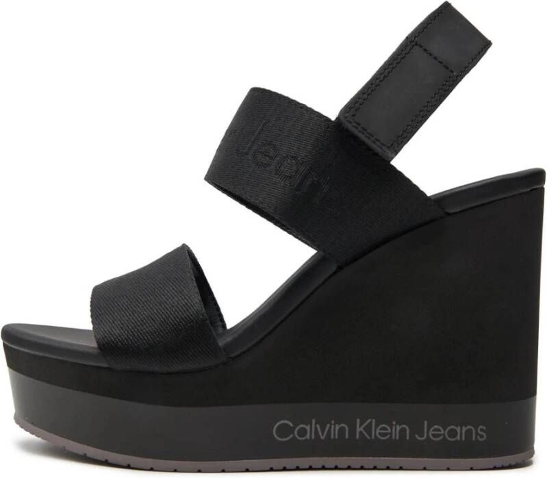 Calvin Klein Jeans Dames Wedge Webbing Sandalen Black Dames