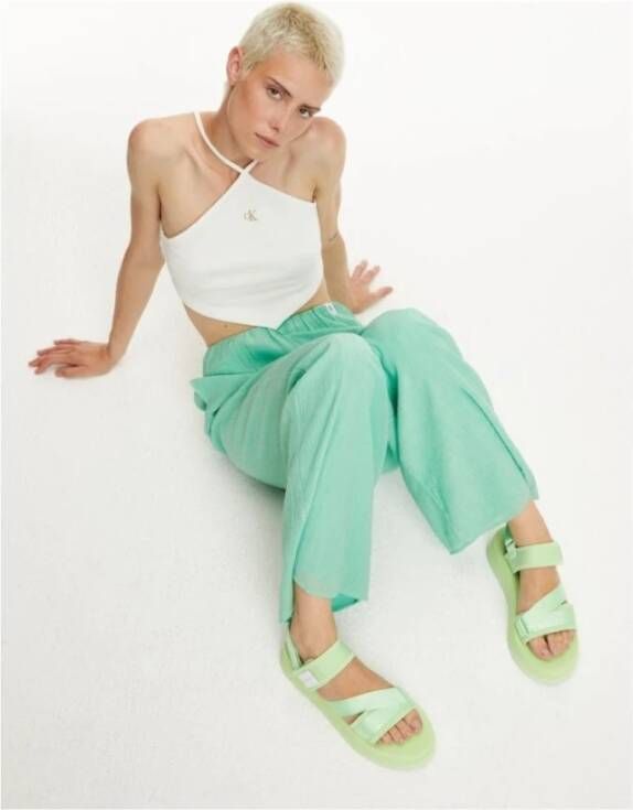 Calvin Klein Jeans Flat Sandals Groen Dames